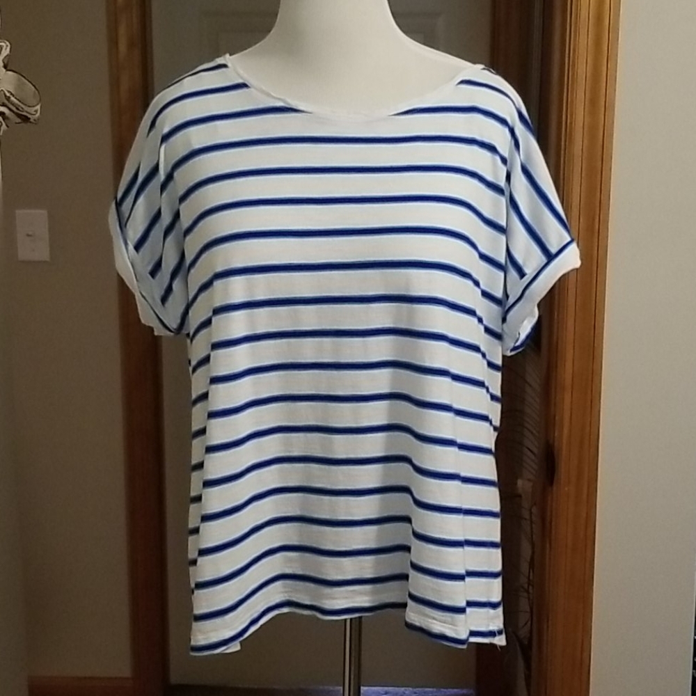 Kenar Woman NWOT White shirt with blue stripes